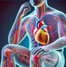 OpenAI. (2024). Imagen generada con DALL-E: Persona con riesgo cardiovascular, visualización 3D. ChatGPT. https://chat.openai.com.