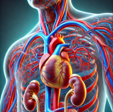 OpenAI. (2024). Imagen generada con DALL-E: Efectos de la hipertensión arterial en el cuerpo humano, visualización 3D. ChatGPT. https://chat.openai.com.