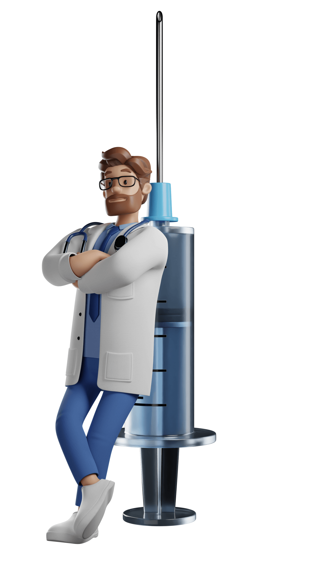 Personaje médico con jeringa