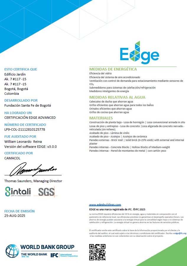 EDGE Advanced Edificio Jardín de la Fundación Santa Fe de Bogotá