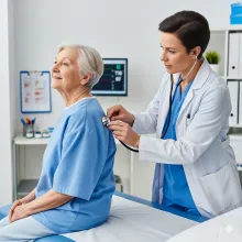 Adulta mayor en examen respiratorio