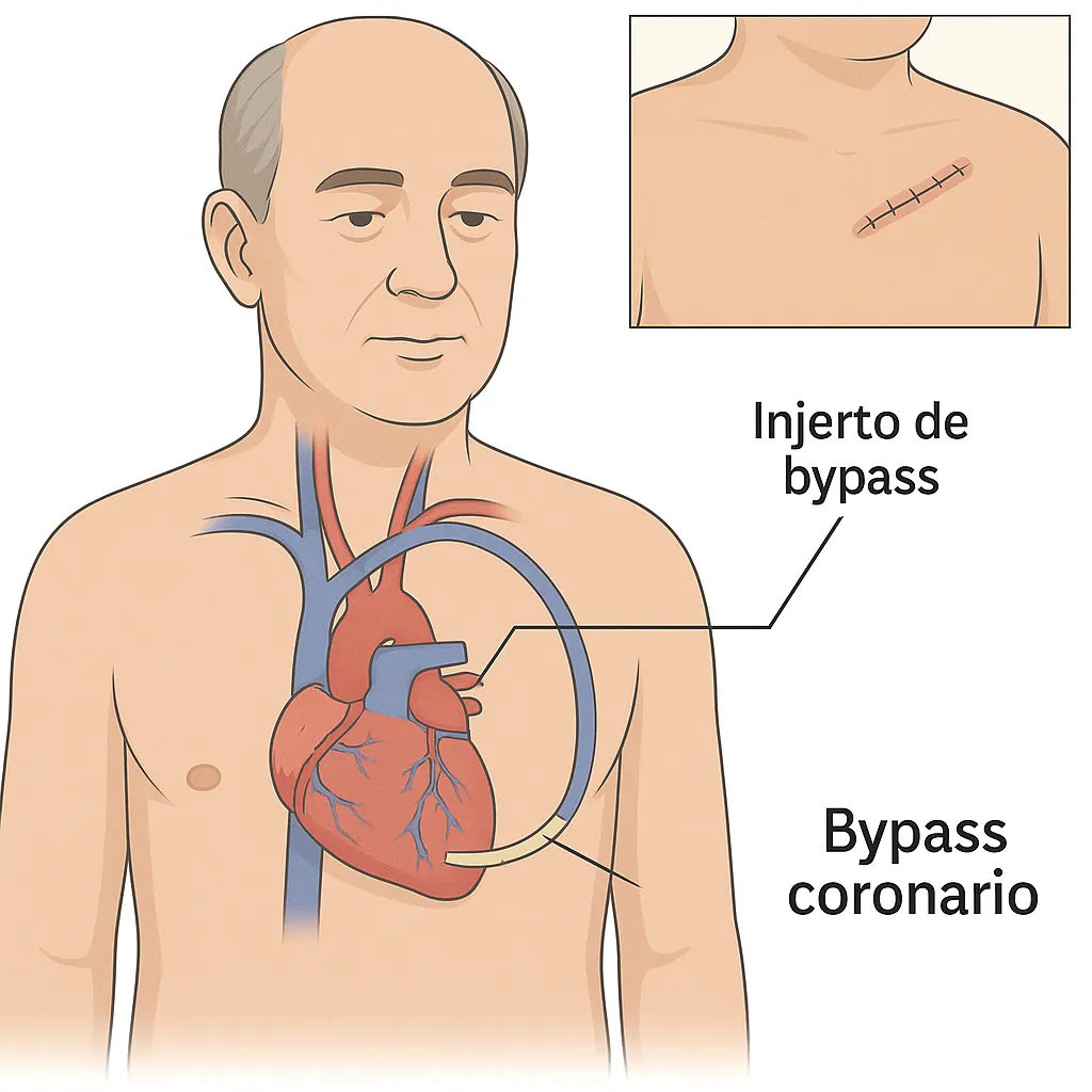 versión ilustrativa y didáctica del Bypass coronario