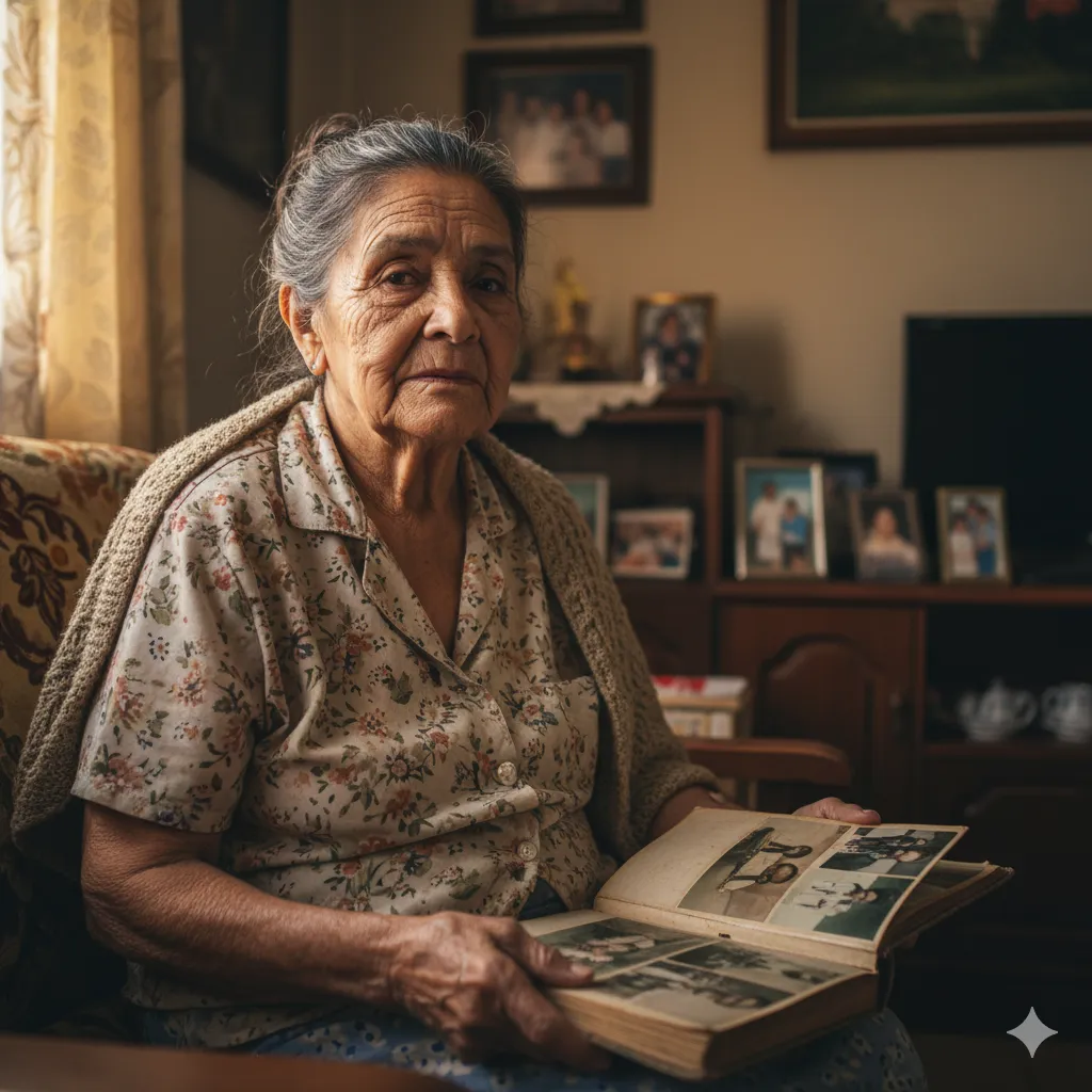 Mujer de tercera edad con deterioro cognitivo